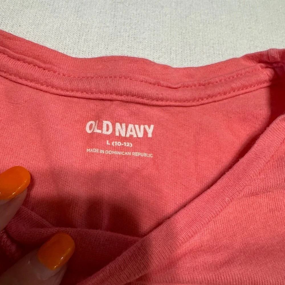 Old Navy Girls Size Large 10/12 Kids Pink T-Shirt with‎ Pocket Detail